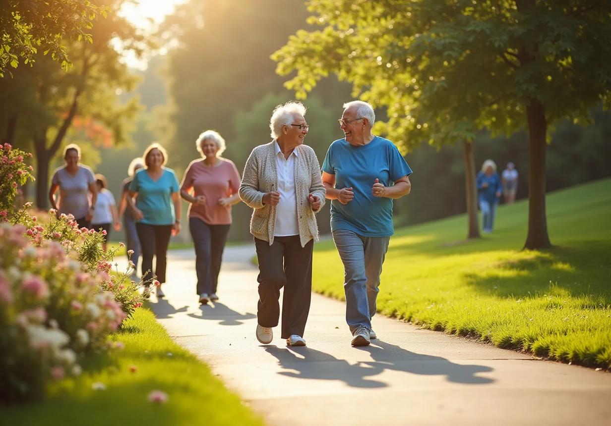 Older adult walking outdoors