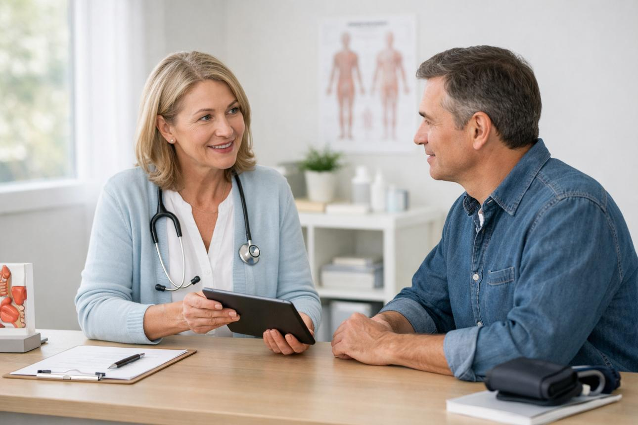 Clinician reviewing screening guidelines