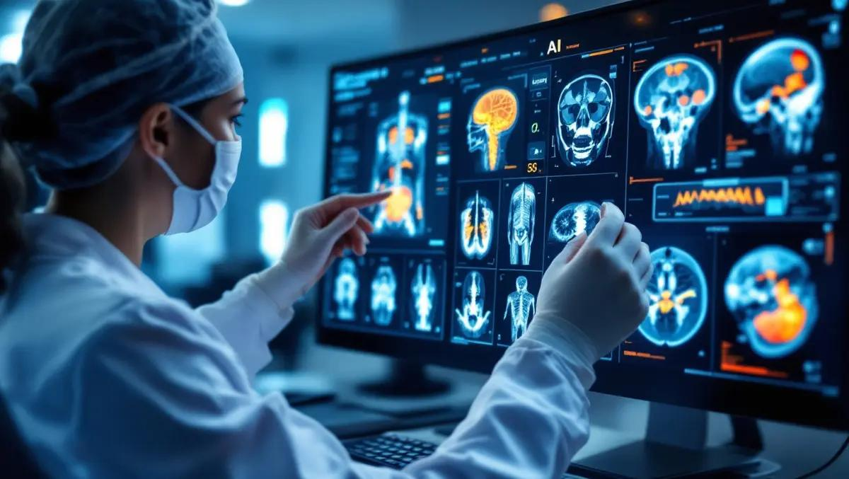 Radiologist reviewing AI-assisted diagnostic imaging